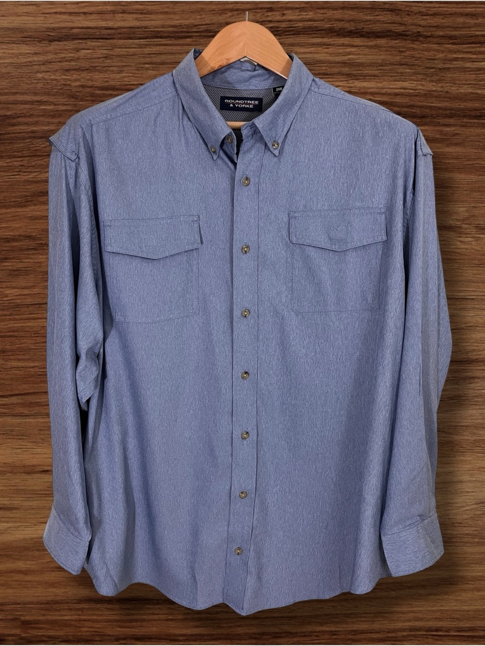 Roundtree & Yorke Men’s Vented Long Sleeve Sport Shirt. Size 2XB